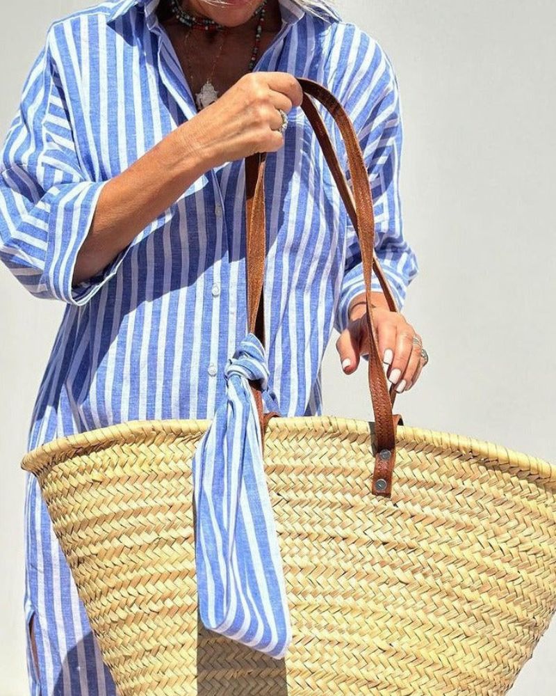 COLEN | CLASSIC STRIPED SHIRT DRESS WITH LACES